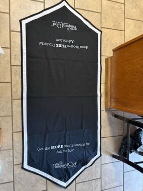 The Pampered Chef Black and White Promotional Table cover